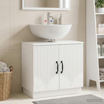 vidaXL Wastafel kabinet voor de badkamer HOORN Wit 59,5 x, Verzenden