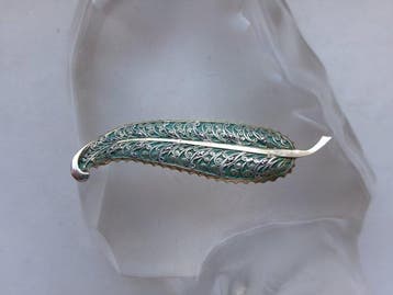 Zilver, Emaille & marcasieten - Broche - Art Deco