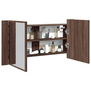 vidaXL Badkamerkast met spiegel en LED 90x12x45 acryl, Verzenden, Nieuw