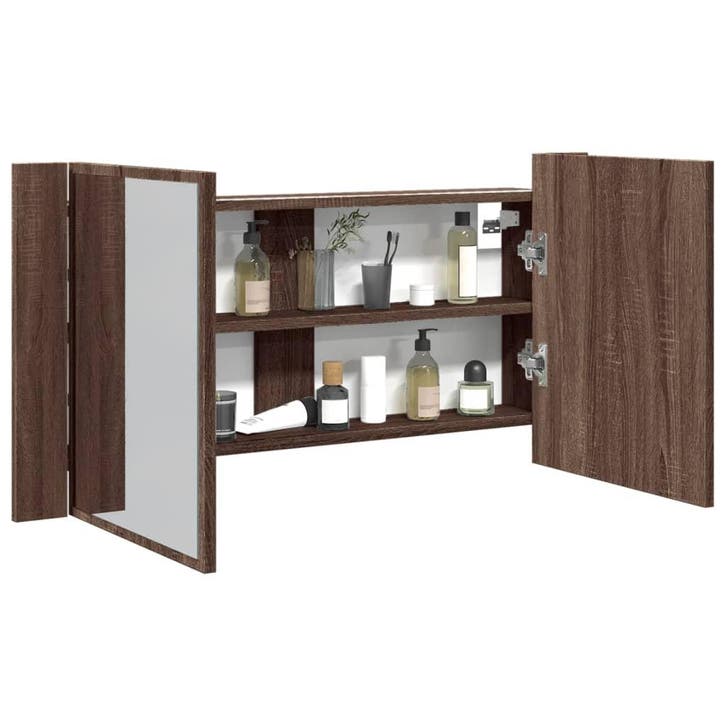 vidaXL Badkamerkast met spiegel en LED 90x12x45 acryl, Huis en Inrichting, Tafels | Kaptafels, Nieuw, Verzenden