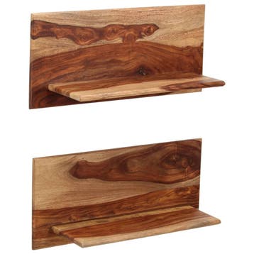 vidaXL Wandschappen 2 st 58x26x20 cm massief acaciahout, Verzenden, Nieuw