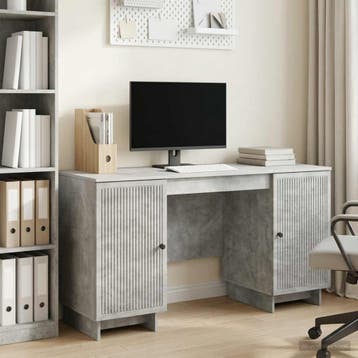 vidaXL Bureau Betongrijs Bewerkt hout 142,5 x 50 x 75 cm, Verzenden