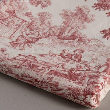 AA003 - Raffinato Toile de Jouy Bordeaux - Meubelstof - 300