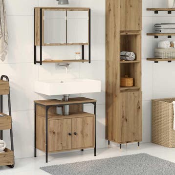 vidaXL Badkamermeubel Set 2 st Bruin 60 x 30 x 60 cm Bewerkt, Verzenden