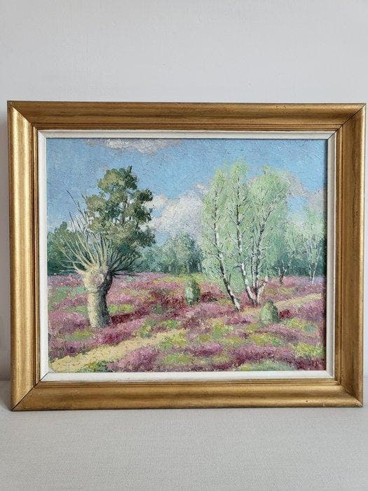 Inconnu (XX) - Paysage de lande en fleurs, Antiek en Kunst, Kunst | Schilderijen | Klassiek