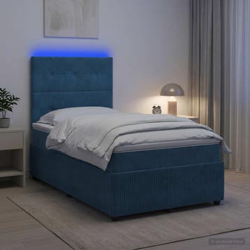 vidaXL LED Boxspringbed met Matras Blauw 120 x 190 cm, Verzenden, Nieuw