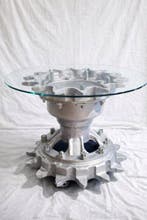 Salontafel - Glas, Gietijzer - Tankwieltafel - een, Antiek en Kunst