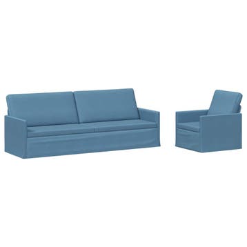 vidaXL bank / zetelstel 2 pcs Blauw Corduroy stof, Verzenden, Nieuw