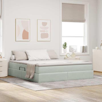 vidaXL Opbergbed met matras met opslag Lichtgrijs 160 x 200, Verzenden