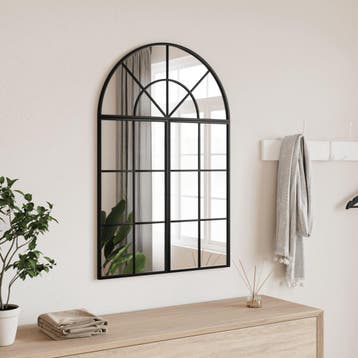 vidaXL Wandspiegel boog 60x90 cm ijzer zwart, Verzenden, Nieuw