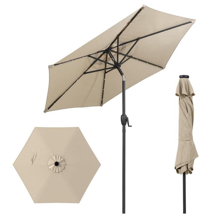2dekans | Coast Zonnescherm met LED-Verlichting Beige – 230, Jardin & Terrasse, Parasols, Enlèvement ou Envoi