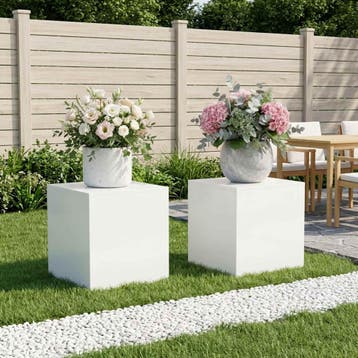 vidaXL Plantenstand 2 pcs Wit 40 x 40 x 40 cm Staal, Tuin en Terras, Verzenden, Nieuw