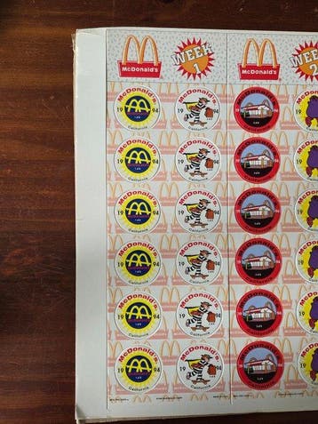 McDonalds California 1994 – Original Uncut Master Sheet –