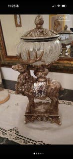 Statue, Cervo porta gioia resina 40cm - 40 cm - Résine,