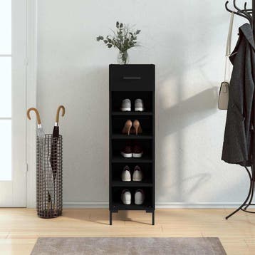 vidaXL Schoenenkast 30x35x105 cm bewerkt hout zwart, Verzenden, Nieuw