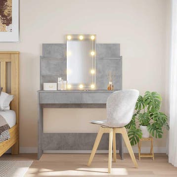 vidaXL Kaptafel met LED-verlichting 96x40x142 cm betongrijs, Verzenden