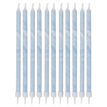 Blauwe Kaarsen Marmer 18cm 12st, Verzenden, Nieuw