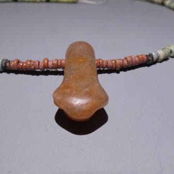 Égypte ancienne Faience, Cornaline Collier Serpent. Longueur