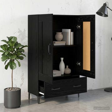vidaXL Highboard Zwart eiken 70 x 31 x 115 cm Bewerkt hout, Verzenden, Nieuw