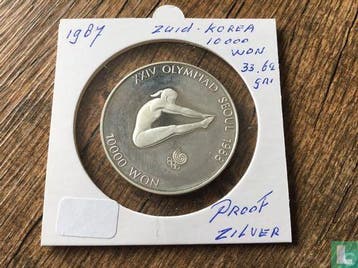 Zuid-Korea 10000 won 1987 (PROOF) 1988 Summer Olympics i..., Verzenden, Losse munt, Goud