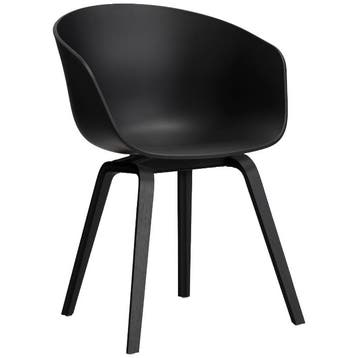 flinders Hay Aac22 Stoel Zwart Gelakt Eiken Onderstel Black, Huis en Inrichting, Verzenden, Zo goed als nieuw, Zwart, Modern