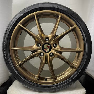 Porsche 9912/4 ORIGINELE 20inch Carrera S IV Goud met banden, Ophalen, Gebruikt, Banden en Velgen, 305 mm