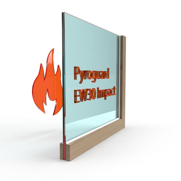 Enkel glas Pyroguard EW30 Impact (houten constructie), Doe-het-zelf en Bouw, Glas en Ramen, Nieuw, Verzenden