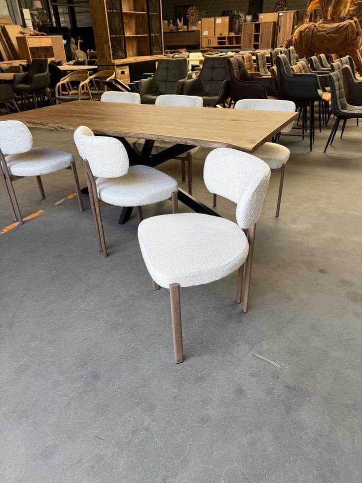 Girona eetkamerstoel, beige + metalen onderstel (nieuw), Maison & Meubles, Chaises