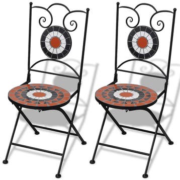 vidaXL Opklapbare stoelen, 2 stuks, keramiek, terracotta en, Tuin en Terras, Verzenden, Nieuw