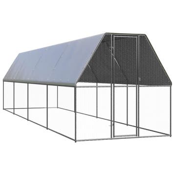 vidaXL Buitenhok voor kippen 2x8x2 m gegalvaniseerd staal, Verzenden, Nieuw