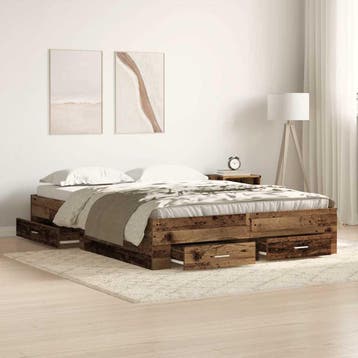 vidaXL Bedframe met lade met opslag Oud Hout 135 x 190 cm, Verzenden, Nieuw