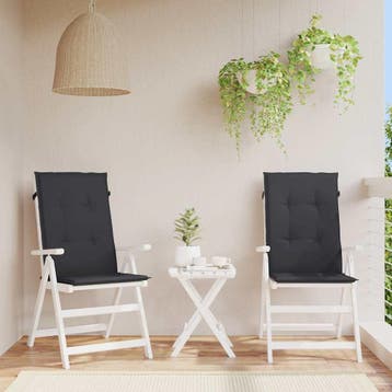vidaXL Tuinstoelkussens 2 st hoge rug 120x50x3 cm stof zwart, Verzenden, Nieuw