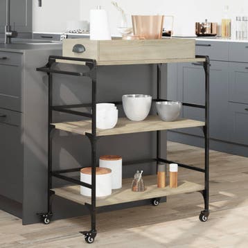 vidaXL Keukentrolley 81,5x41x92,5 cm bewerkt hout sonoma, Huis en Inrichting, Verzenden, Nieuw