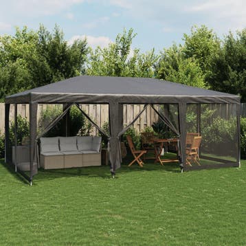 vidaXL Partytent met 10 mesh zijwanden 6x4 m HDPE, Tuin en Terras, Partytenten, Verzenden, Nieuw