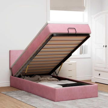vidaXL Bed poef met matras en LEDs 80x200 cm fluweel roze, Verzenden