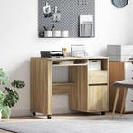 vidaXL Bureau met Wielen Sonoma Eik 91 x 50 x 77 cm Bewerkt, Verzenden, Nieuw