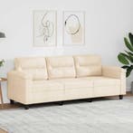 vidaXL Driezitsbank / zetel 180 cm microvezelstof beige, Verzenden, Nieuw