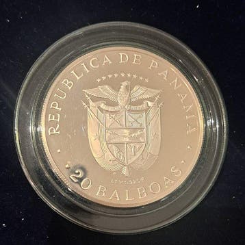Panama. 20 Balboas 1974 Simon Bolivar Proof, Postzegels en Munten