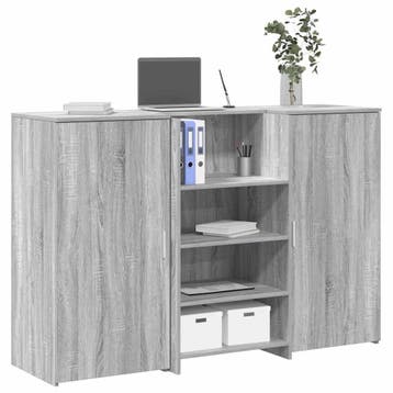 vidaXL Receptiebalie 155x50x103,5 cm bewerkt hout grijs, Verzenden