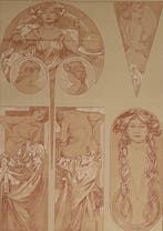 Alphonse Mucha - Figures décoratives, Pl.11, c. 1902, Antiek en Kunst