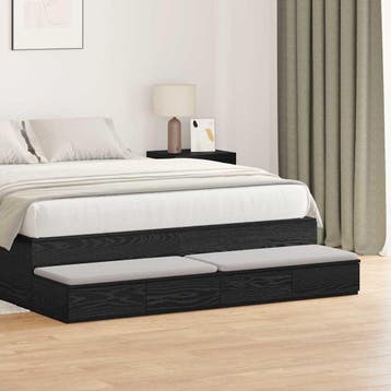 vidaXL Bedlades Zwart Eiken 150 x 36,5 x 16,5 cm Bewerkt, Verzenden