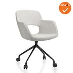 Bouclé - Vergaderstoel - Onderstel met wielen - Wit, Vergader- of Presentatieruimte, Ophalen of Verzenden, Gebruikt, Stoel