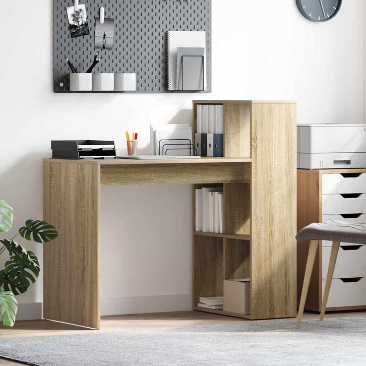 vidaXL Bureau Sonoma Eik Bewerkt hout 108 x 55 x 103.5 cm, Maison & Meubles, Bureaux, Envoi
