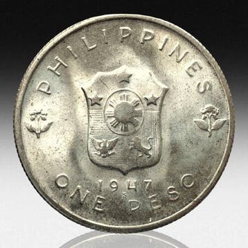 Filipijnen. Silver 1 Peso (Liberation of Philippines from