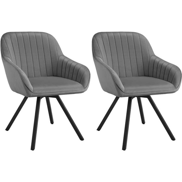 tectake Draaibare fluwelen stoel Snug, gestoffeerd - grijs,, Huis en Inrichting, Stoelen, Verzenden