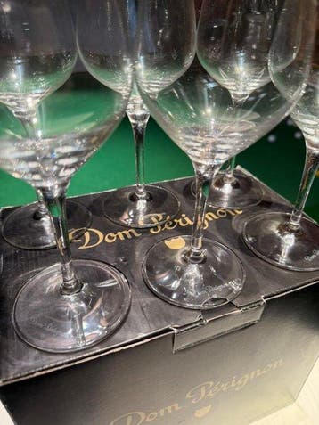 Verre à vin (6) - Cristal - verres à vin Dom Pérignon, Antiek en Kunst