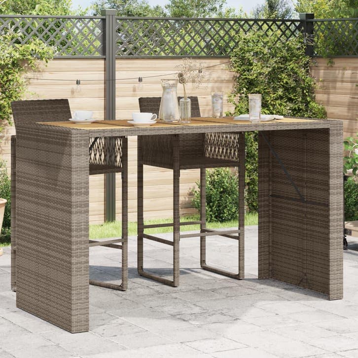 vidaXL Tuinbartafel acaciahouten blad 185x80x110 cm poly, Jardin & Terrasse, Tables de jardin, Envoi