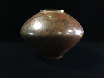 Antique Japanese Bronze / Copper Ikebana Flower Vase -