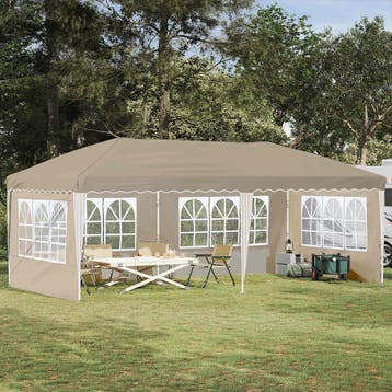 vidaXL Pop-up Feesttent 575 x 289 x 245 cm Crèmekleurig, Verzenden