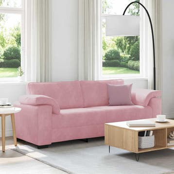 vidaXL 3-zitsbank / zetel roze 220x77x82 cm fluweel, Huis en Inrichting, Zetels | Zetels, Verzenden, Nieuw